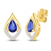 Thumbnail Image 2 of Pear-Shaped Blue Lab-Created Sapphire Earrings 1/10 ct tw 10K Yellow Gold