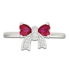 Thumbnail Image 3 of Heart-Shaped Lab-Created Ruby & White Lab-Created Sapphire Bow Ring Sterling Silver