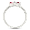 Thumbnail Image 4 of Heart-Shaped Lab-Created Ruby & White Lab-Created Sapphire Bow Ring Sterling Silver