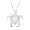Thumbnail Image 1 of Heart-Shaped Lab-Created Opal & White Lab-Created Sapphire Turtle Necklace Sterling Silver 18"