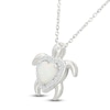 Thumbnail Image 2 of Heart-Shaped Lab-Created Opal & White Lab-Created Sapphire Turtle Necklace Sterling Silver 18"