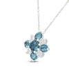 Thumbnail Image 2 of Natural London Blue Topaz & Diamond Cluster Necklace 1/5 ct tw 10K White Gold 18"