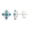 Thumbnail Image 1 of Natural London Blue Topaz & Diamond Cluster Stud Earrings 1/6 ct tw 10K White Gold