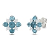 Thumbnail Image 2 of Natural London Blue Topaz & Diamond Cluster Stud Earrings 1/6 ct tw 10K White Gold