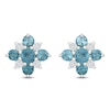 Thumbnail Image 3 of Natural London Blue Topaz & Diamond Cluster Stud Earrings 1/6 ct tw 10K White Gold