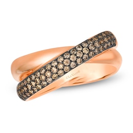 Le Vian Chocolate Diamond Crossover Ring 3/8 ct tw 14K Strawberry Gold