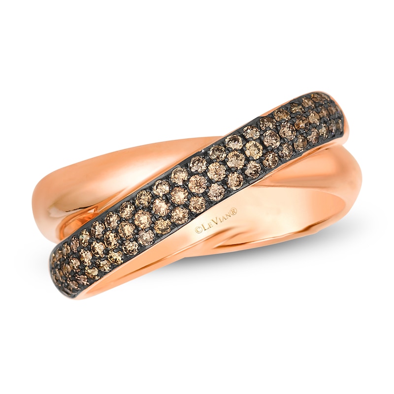 Main Image 1 of Le Vian Chocolate Diamond Crossover Ring 3/8 ct tw 14K Strawberry Gold