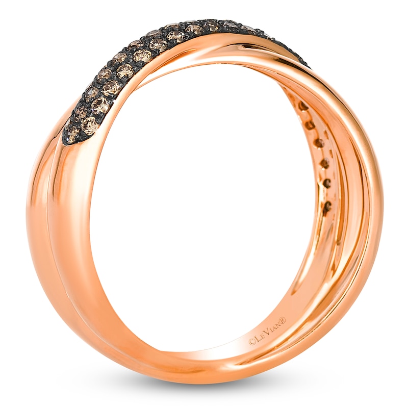 Main Image 2 of Le Vian Chocolate Diamond Crossover Ring 3/8 ct tw 14K Strawberry Gold