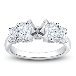 Certified Oval-Cut Diamond Engagement Ring Setting 1-3/8 ct tw 14K White Gold