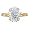 Thumbnail Image 3 of Certified Oval-Cut Lab-Grown Diamond Hidden Halo Engagement Ring 3 ct tw 14K Yellow Gold