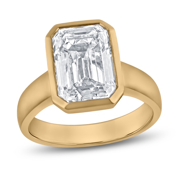 Certified Emerald-Cut Lab-Grown Diamond Solitaire Engagement Ring 4 ct tw 14K Yellow Gold (VS2/F)