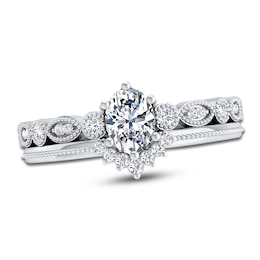 Diamond Bridal Set 1/2 ct tw Oval/Round 14K White Gold