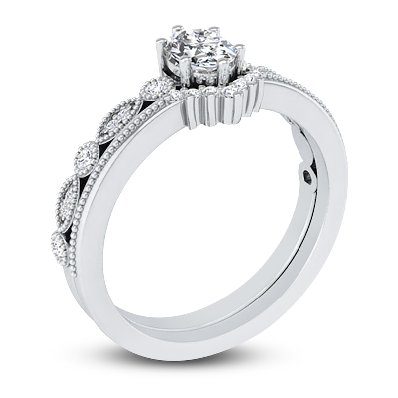 Main Image 2 of Diamond Bridal Set 1/2 ct tw Oval/Round 14K White Gold