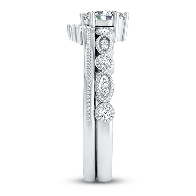 Main Image 3 of Diamond Bridal Set 1/2 ct tw Oval/Round 14K White Gold