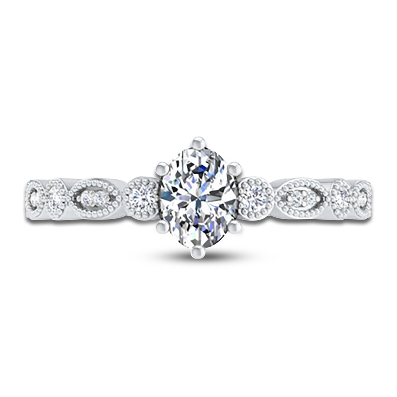 Main Image 4 of Diamond Bridal Set 1/2 ct tw Oval/Round 14K White Gold