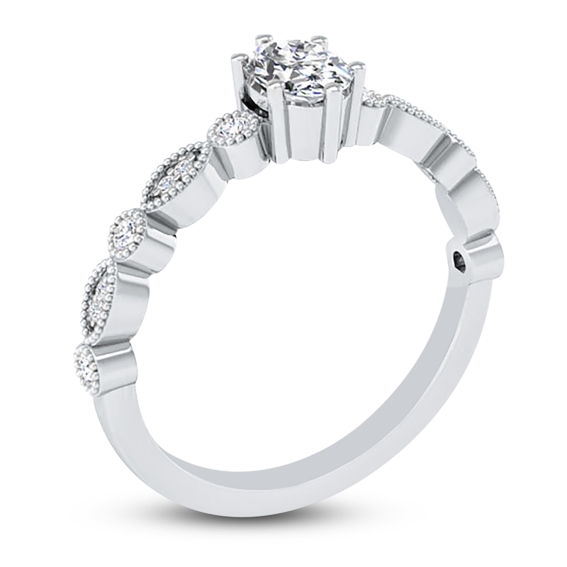 Main Image 5 of Diamond Bridal Set 1/2 ct tw Oval/Round 14K White Gold