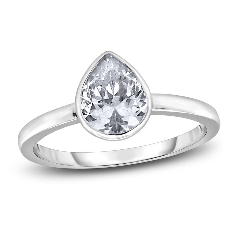 Main Image 1 of Diamond Solitaire Engagement Ring 3/4 ct tw Bezel-Set Pear-cut 14K White Gold (I2/I)