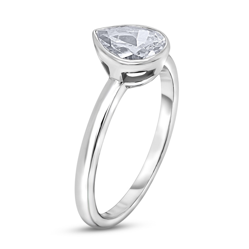 Main Image 2 of Diamond Solitaire Engagement Ring 3/4 ct tw Bezel-Set Pear-cut 14K White Gold (I2/I)