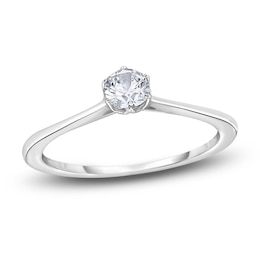 Diamond Cathedral Solitaire Engagement Ring 1/4 ct tw Round 14K White Gold (I2/I)