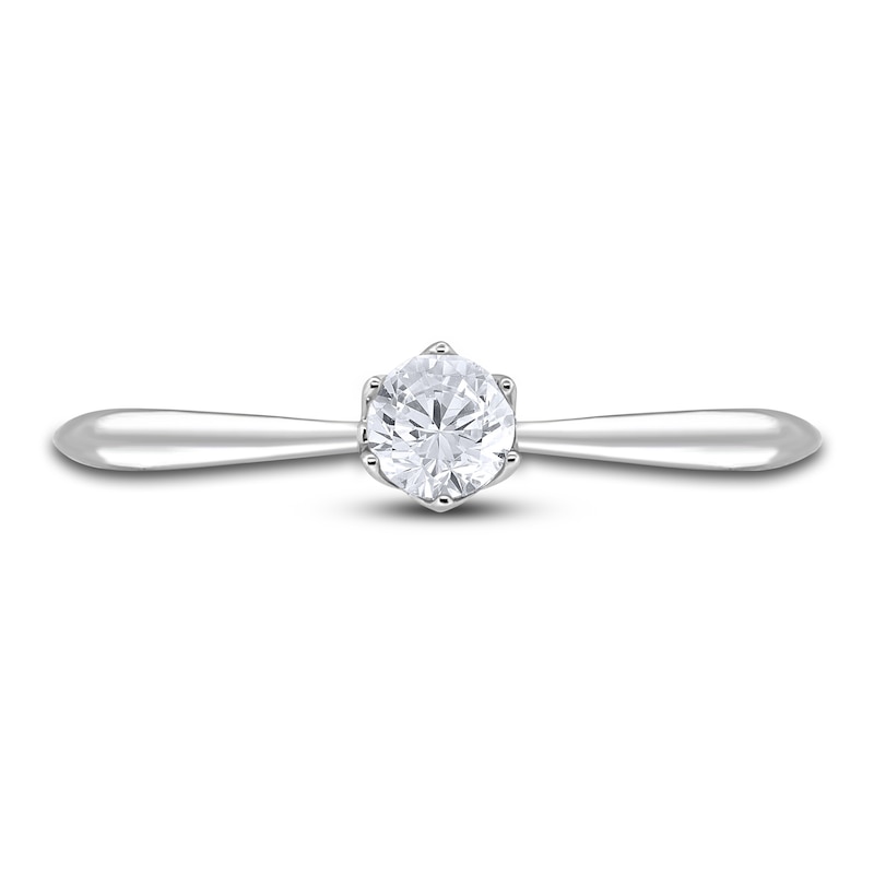 Main Image 3 of Diamond Cathedral Solitaire Engagement Ring 1/4 ct tw Round 14K White Gold (I2/I)