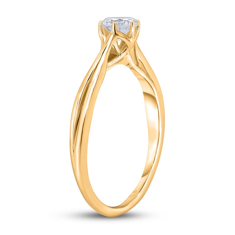 Main Image 2 of Diamond Solitaire Twist Engagement Ring 1/4 ct tw Round 14K Yellow Gold (I2/I)