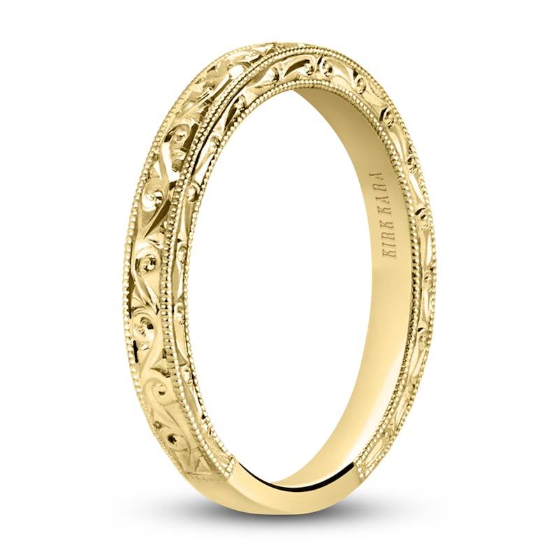 Main Image 2 of Kirk Kara Engraved Milgrain Wedding Band 14K Yellow Gold