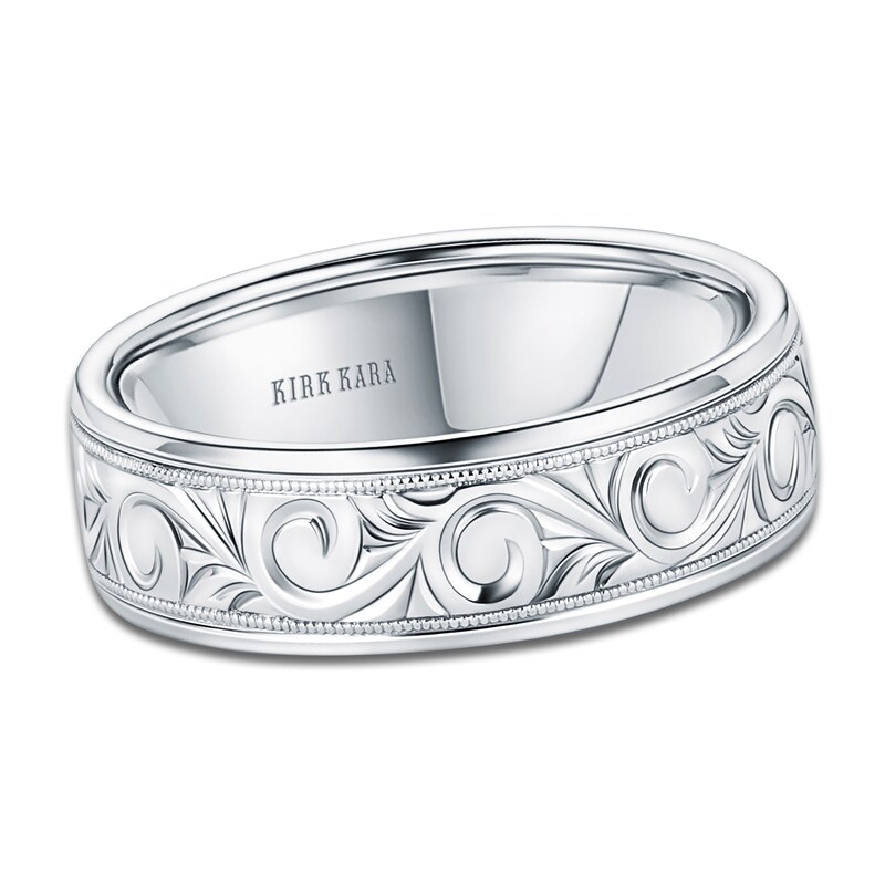 Kirk Kara Men's Engraved Wedding Band 14K White Gold