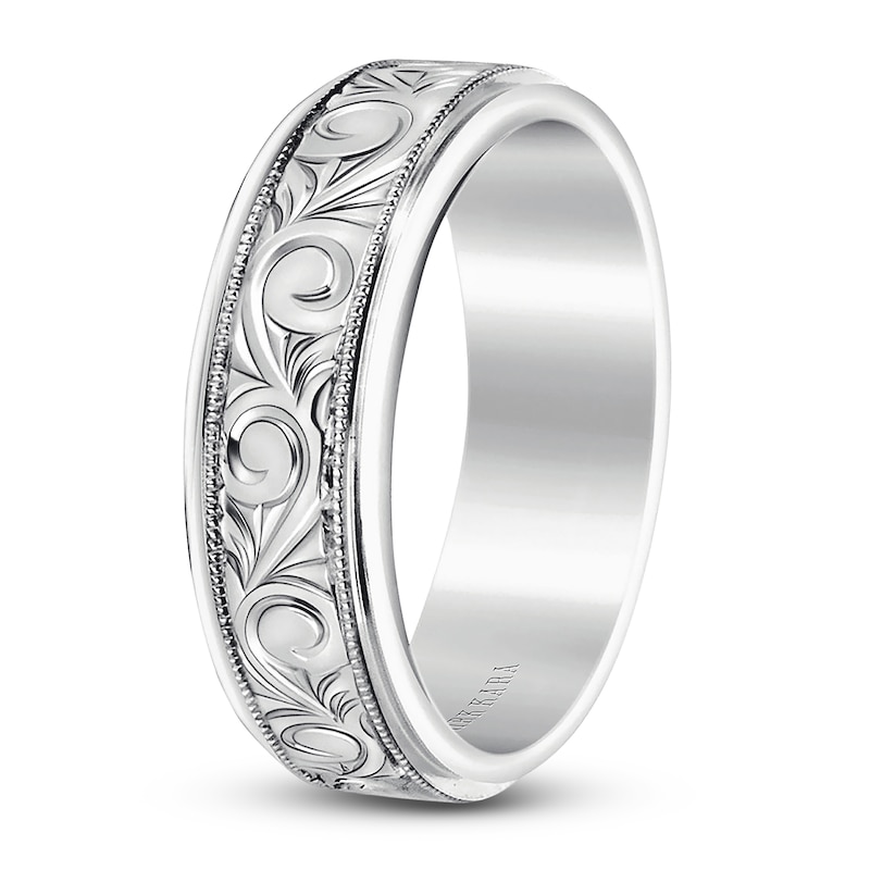 Kirk Kara Men's Engraved Wedding Band 14K White Gold