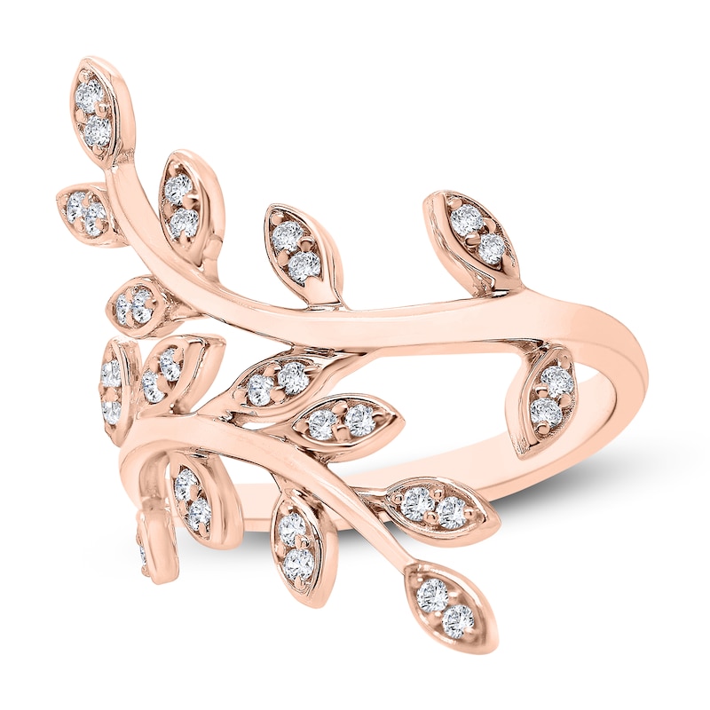 Main Image 1 of Diamond Floral Ring 1/4 ct tw Round 10K Rose Gold