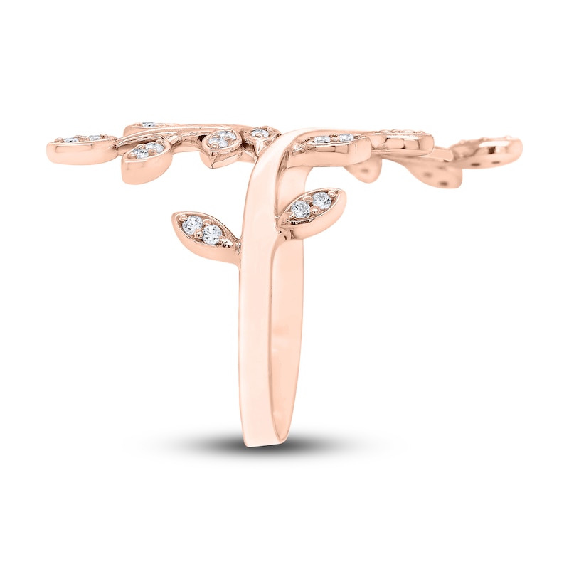 Main Image 2 of Diamond Floral Ring 1/4 ct tw Round 10K Rose Gold