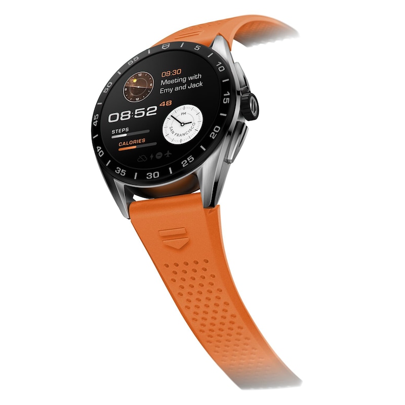 Main Image 2 of TAG Heuer CONNECTED Orange Rubber Watch Strap 45mm BT6265