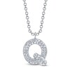 Thumbnail Image 1 of Shy Creation Diamond Letter Q Pavé Necklace 1/10 ct tw 14K White Gold 18" SC55028331-Q