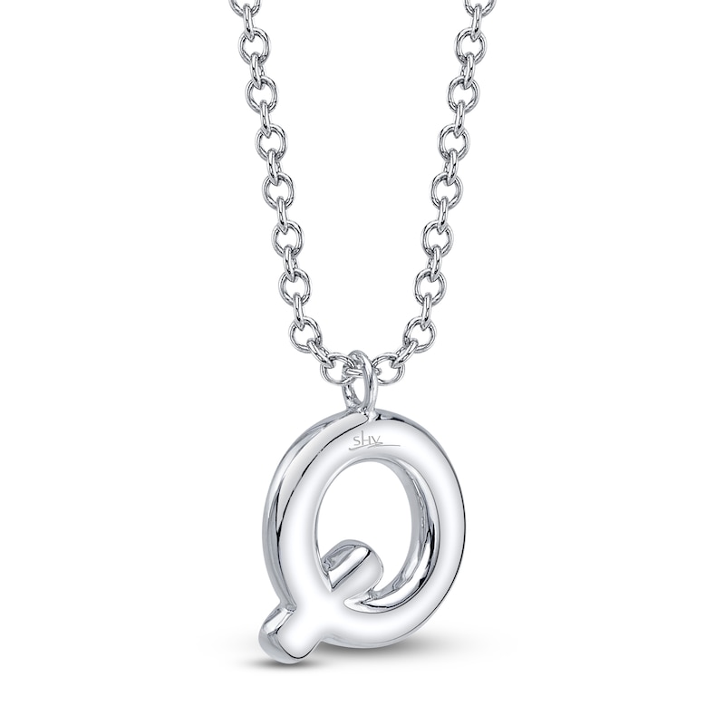 Main Image 3 of Shy Creation Diamond Letter Q Pavé Necklace 1/10 ct tw 14K White Gold 18" SC55028331-Q