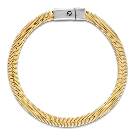 1933 by Esquire Men's Herringbone Bracelet 6mm Sterling Silver & Yellow Ion Plating 8.5"