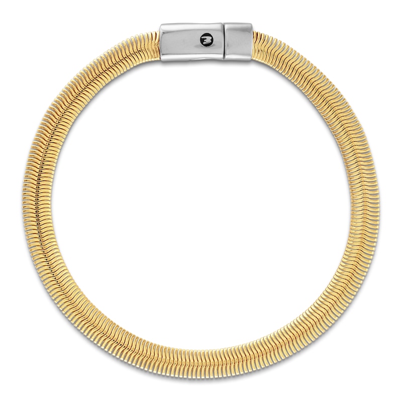 Main Image 1 of 1933 by Esquire Men's Herringbone Bracelet 6mm Sterling Silver & Yellow Ion Plating 8.5"