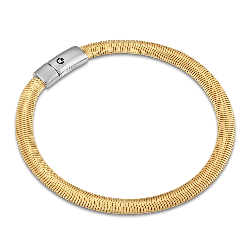 Main Image 2 of 1933 by Esquire Men's Herringbone Bracelet 6mm Sterling Silver & Yellow Ion Plating 8.5"