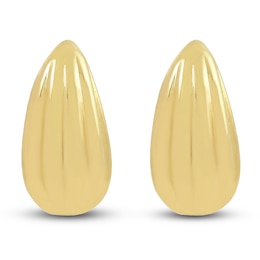 Italia D'Oro Ribbed Teardrop Stud Earrings 14K Yellow Gold