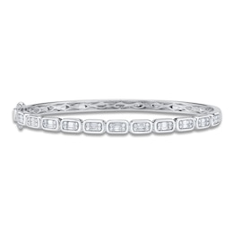 Shy Creation Baguette & Round-Cut Multi-Diamond Bangle Bracelet 5/8 ct tw 14K White Gold SC55027005ZS