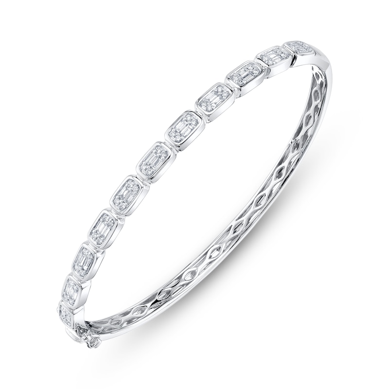 Main Image 2 of Shy Creation Baguette & Round-Cut Multi-Diamond Bangle Bracelet 5/8 ct tw 14K White Gold SC55027005ZS