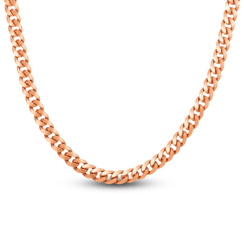Main Image 1 of Miami Cuban Curb Chain Necklace 6.1mm Solid 14K Rose Gold 22"