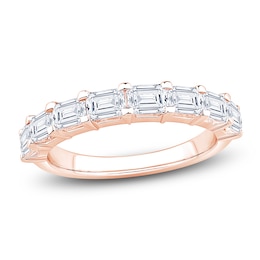 Certified Emerald-Cut Diamond Anniversary Ring 1-1/2 ct tw 18K Rose Gold