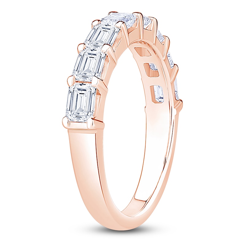 Main Image 2 of Certified Emerald-Cut Diamond Anniversary Ring 1-1/2 ct tw 18K Rose Gold