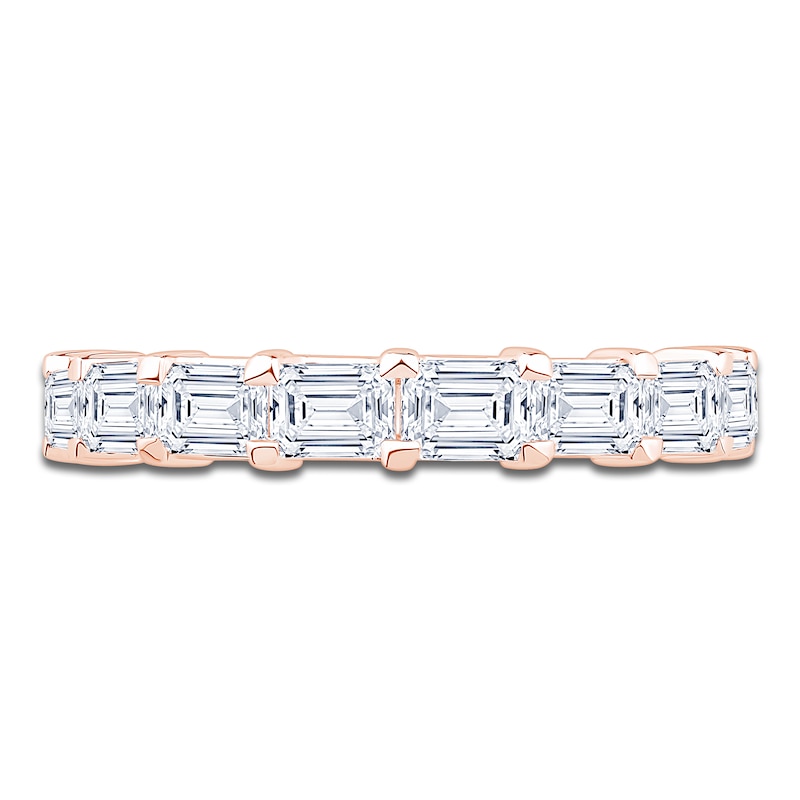 Main Image 3 of Certified Emerald-Cut Diamond Anniversary Ring 1-1/2 ct tw 18K Rose Gold