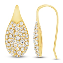 Diamond Pavé Teardrop Earrings 1-1/2 ct tw 14K Yellow Gold