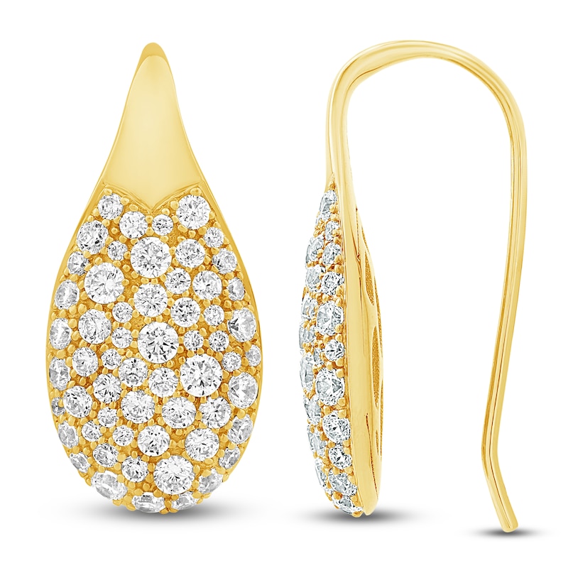 Main Image 1 of Diamond Pavé Teardrop Earrings 1-1/2 ct tw 14K Yellow Gold