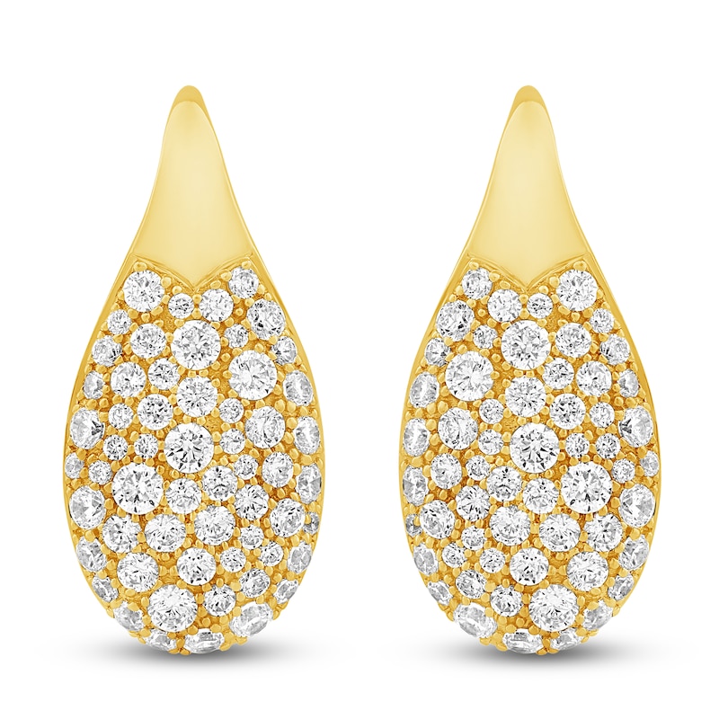 Main Image 3 of Diamond Pavé Teardrop Earrings 1-1/2 ct tw 14K Yellow Gold