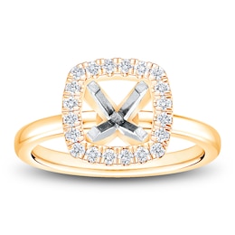 Certified Diamond Cushion-Shaped Halo Engagement Ring Setting 3/8 ct tw 14K Yellow Gold
