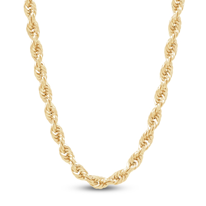 Main Image 1 of Glitter Rope Chain 4.5mm Semi-Solid 10K Yellow Gold 24"