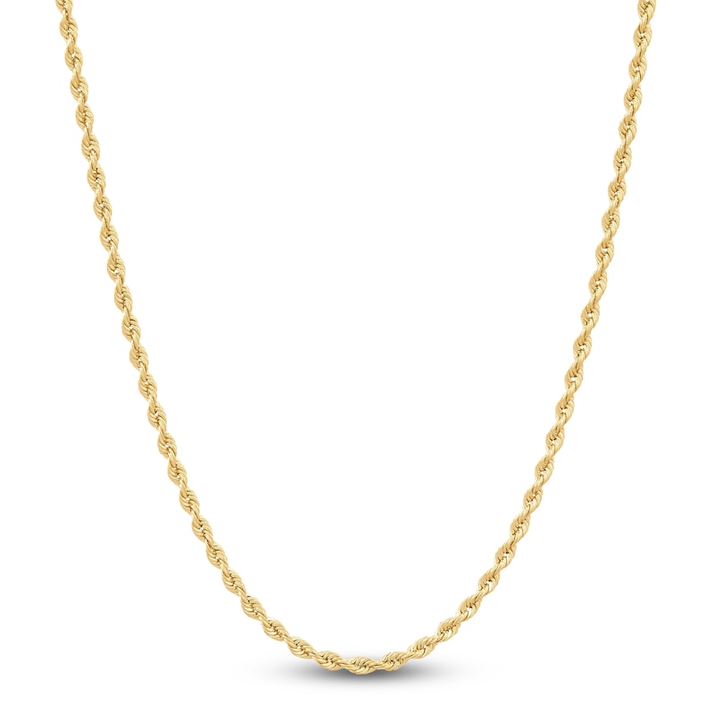 Main Image 1 of Glitter Rope Chain Necklace 2mm Semi-Solid 10K Yellow Gold 20"