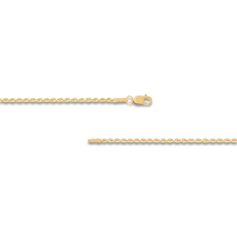Main Image 2 of Glitter Rope Chain Necklace 2mm Semi-Solid 10K Yellow Gold 20"